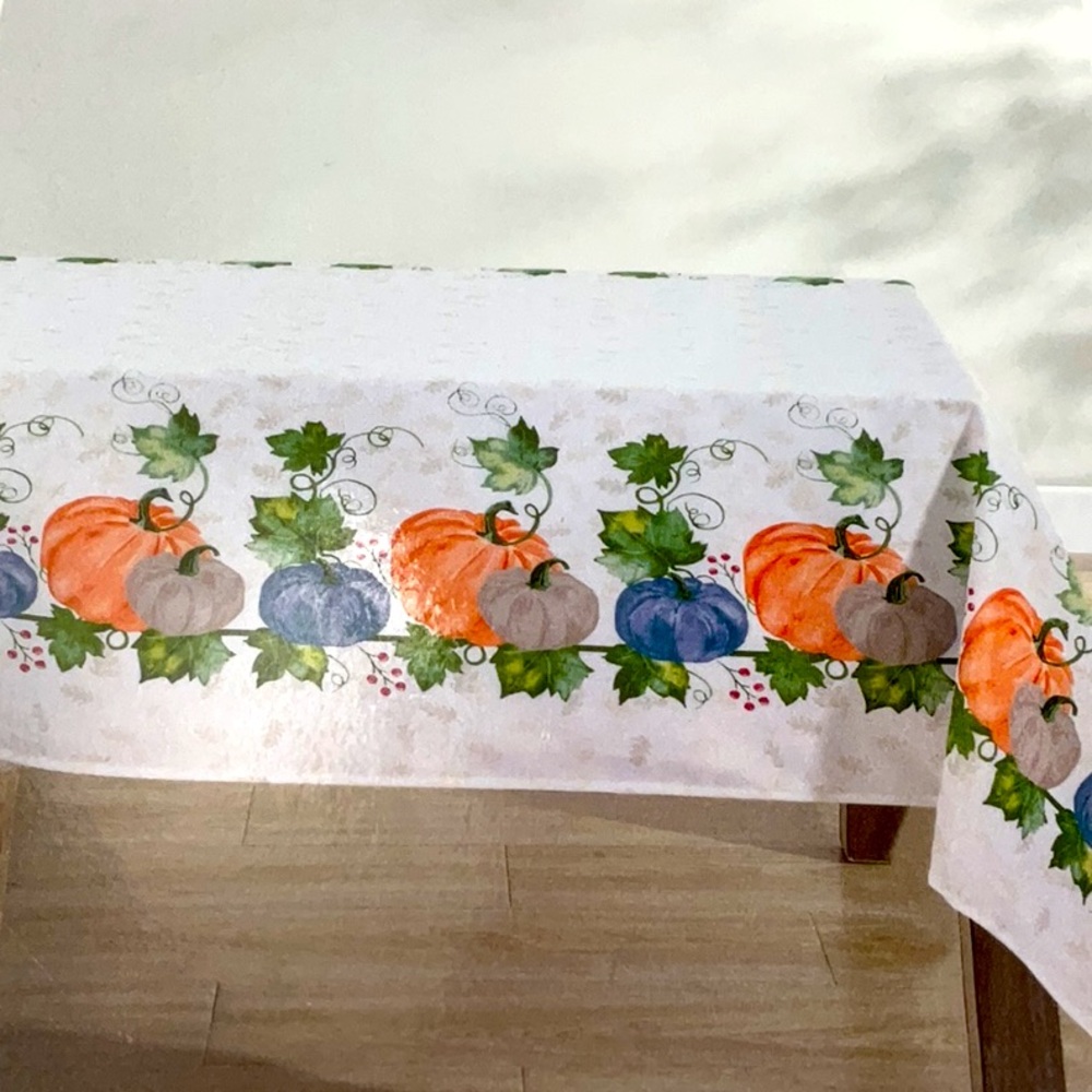 Harvest Pumpkin tablecloth 60” by 84”. Thanksgiving.